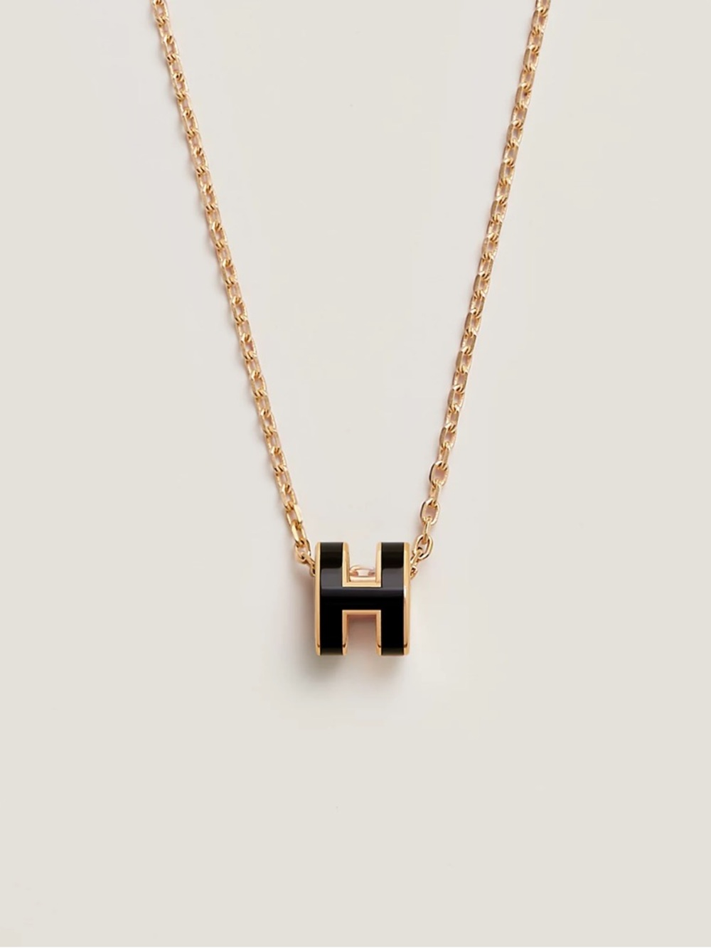 Auth HERMES Mini Pop H Pendant Necklace Black Noir Gold Hardware GHW - Picture 6 of 10